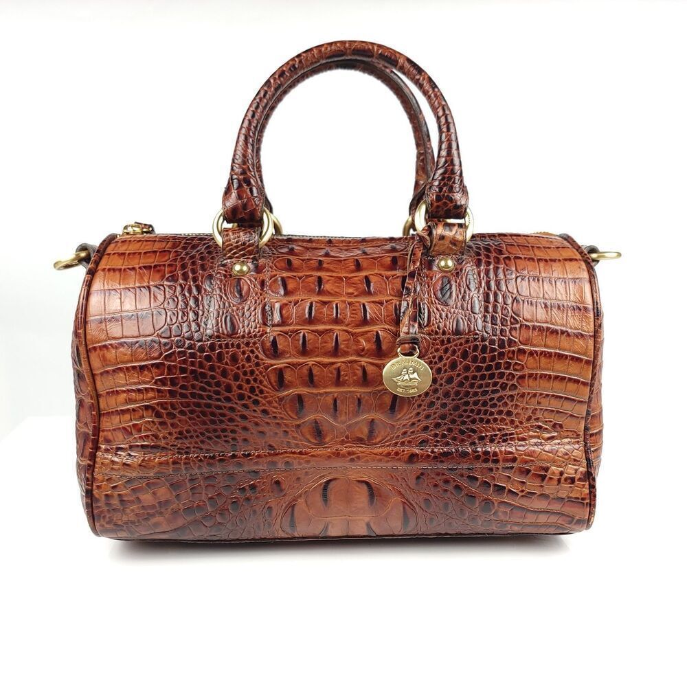 RARE Brahmin Stacy Bonnie Melbourne Collection Pecan Croc Leather Dr. Bag Set - Picture 2 of 16